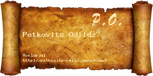 Petkovits Odiló névjegykártya